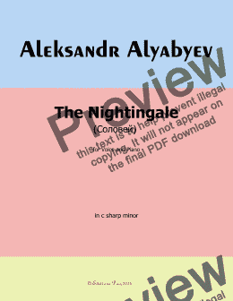 page one of Alyabyev-The Nightingale(Соловеn) in c sharp minor