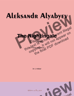 page one of Alyabyev-The Nightingale(Соловеn) in c minor