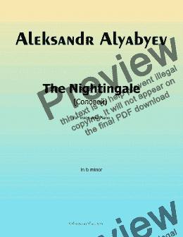 page one of Alyabyev-The Nightingale(Соловеn) in b minor