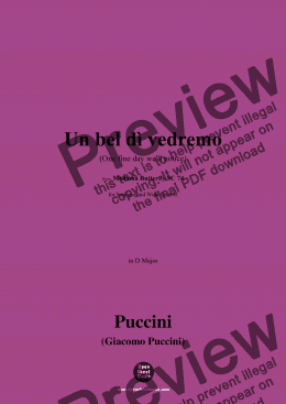 page one of G. Puccini-Un bel dì vedremo(One fine day we'll notice),Act II,in D Major