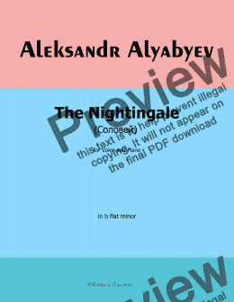 page one of Alyabyev-The Nightingale(Соловеn) in b flat minor