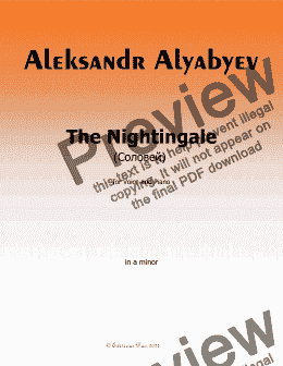 page one of Alyabyev-The Nightingale(Соловеn) in a minor