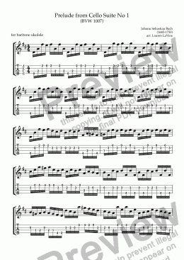 page one of Prelude from Cello Suite No 1 (SNM and tab)