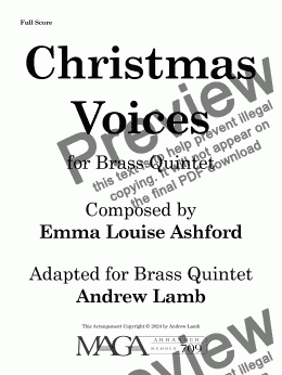 page one of Emma Louise Ashford | Christmas Voices | for Brass Quintet