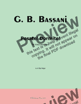 page one of G. B. Bassani-Posate!Dormite!,in A flat Major