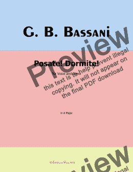 page one of G. B. Bassani-Posate!Dormite!in A Major