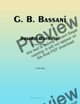 page one of G. B. Bassani-Posate!Dormite!,in B flat Major