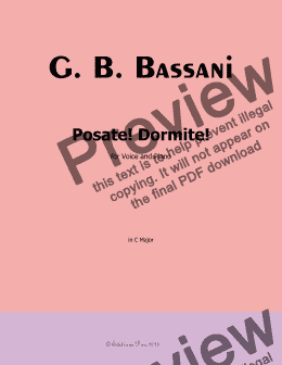 page one of G. B. Bassani-Posate!Dormite!,in C Major