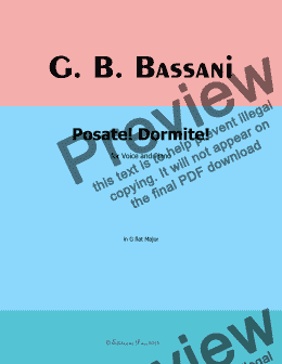 page one of G. B. Bassani-Posate!Dormite!in G flat Major