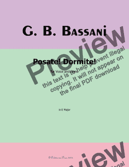 page one of G. B. Bassani-Posate!Dormite!,in E Major