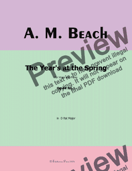 page one of A. M. Beach-The Year's at the Spring,Op.44 No.1,in D flat Major