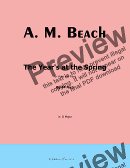 page one of A. M. Beach-The Year's at the Spring,Op.44 No.1,in D Major