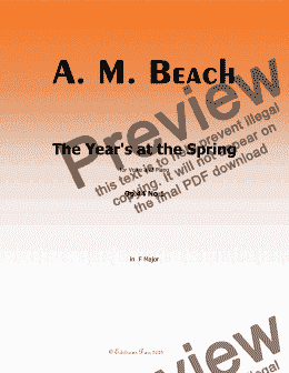 page one of A. M. Beach-The Year's at the Spring,Op.44 No.1,in F Major