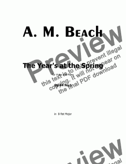 page one of A. M. Beach-The Year's at the Spring,Op.44 No.1,in B flat Major