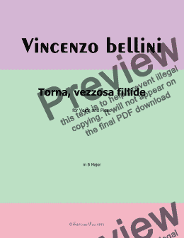 page one of V. Bellini-Torna,vezzosa fillide,in B Major