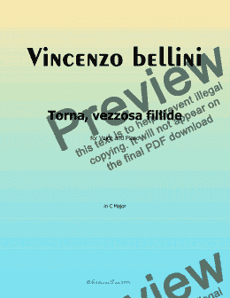 page one of V. Bellini-Torna,vezzosa fillide,in  C Major