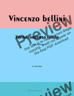 page one of V. Bellini-Torna,vezzosa fillide,in A flat Major