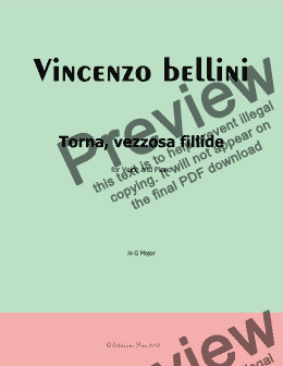 page one of V. Bellini-Torna,vezzosa fillide,in G Major