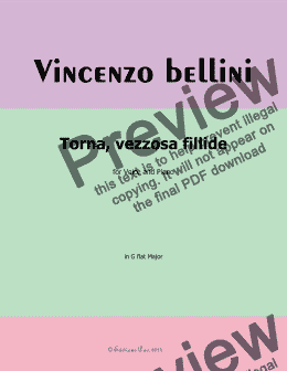 page one of V. Bellini-Torna,vezzosa fillide,in G flat Major