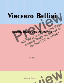 page one of V. Bellini-Quando incise su quel marmo in A Major