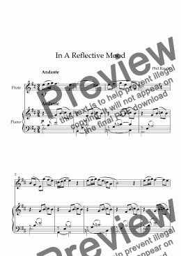 page one of In A Reflective Mood - Flute Solo