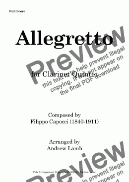 page one of Filippo Capocci | Allegretto | for Double-Reed Quintet