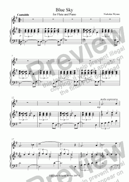 page one of Blue Sky for Flute and Piano