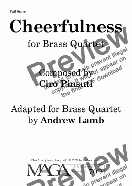 page one of Ciro Pinsuti | Cheerfulness | for Brass Quartet (High Register)