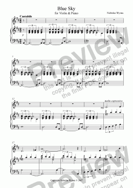 page one of Blue Sky for Violin and Piano
