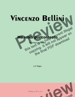 page one of V. Bellini-Ma rendi pur contento, in F Major