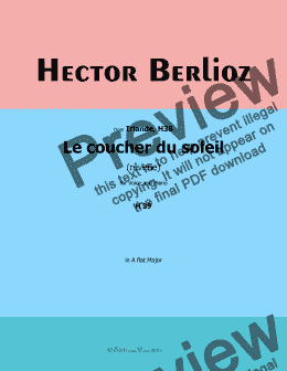 page one of Berlioz-Le coucher du soleil,in A flat Major