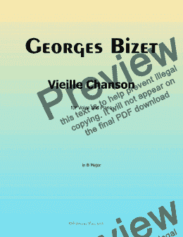 page one of Bizet-Vieille Chanson, in B Major