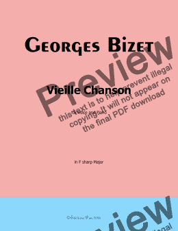 page one of Bizet-Vieille Chanson, in F sharp Major