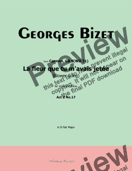 page one of Bizet-La fleur que tu m'avais jetée(Flower Song),in D flat Major