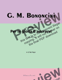 page one of G. M. Bononcini-Per la gloria d'adorarvi, in G flat Major