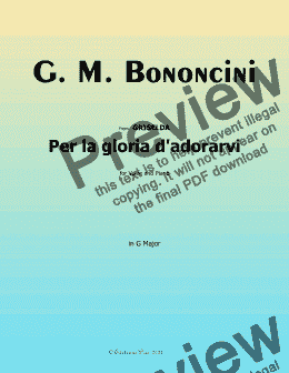 page one of G. M. Bononcini-Per la gloria d'adorarvi, in G Major