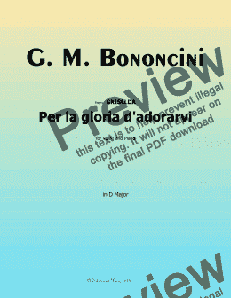 page one of G. M. Bononcini-Per la gloria d'adorarvi, in D Major