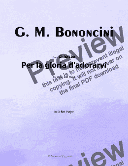 page one of G. M. Bononcini-Per la gloria d'adorarvi, in D flat Major