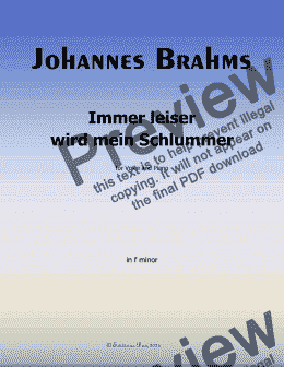 page one of Brahms-Immer leiser wird mein Schlummer,in f minor