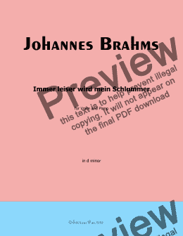 page one of Brahms-Immer leiser wird mein Schlummer,in d minor