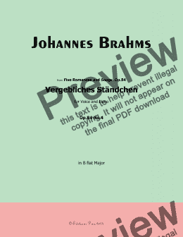 page one of Brahms-Vergebliches Standchen,in B flat Major