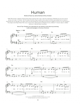 page one of Human (Really Easy Piano)