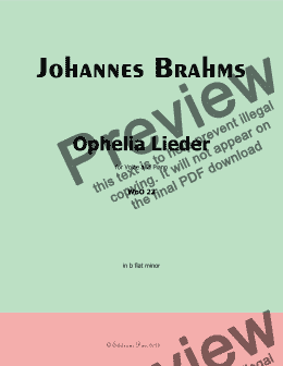 page one of Brahms-Ophelia Lieder,WoO 22,in b flat minor