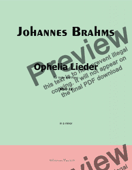 page one of Brahms-Ophelia Lieder,in a minor