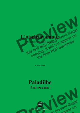 page one of Paladilhe-L'oiseleur amour,from 'Deux chansons de Guy de Maupassant',in B flat Major