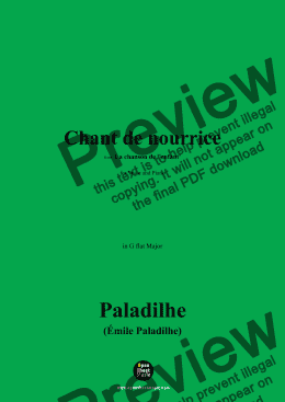 page one of Paladilhe-Chant de nourrice,from 'La chanson de l'enfant',in G flat Major