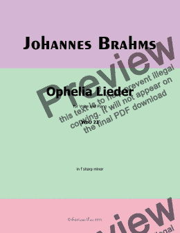 page one of Brahms-Ophelia Lieder,in f sharp minor