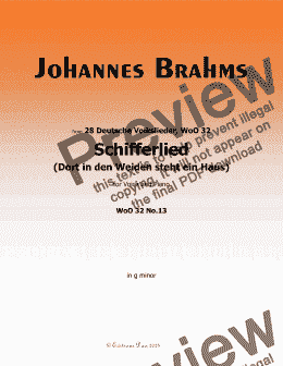 page one of Brahms-Schifferlied, in g minor