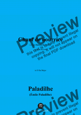 page one of Paladilhe-Chant de nourrice,from 'La chanson de l'enfant',in D flat Major