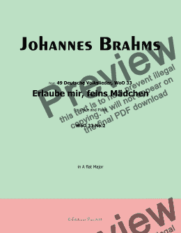 page one of Brahms-Erlaube mir,feins Madchen,WoO 33 No.2,in A flat Major